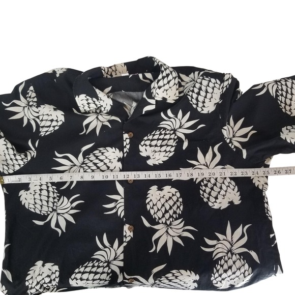 RJC Made In Hawaii Mens XL Black Pineapple Aloha Hawaiian Shirt‎ - Picture 9 of 10